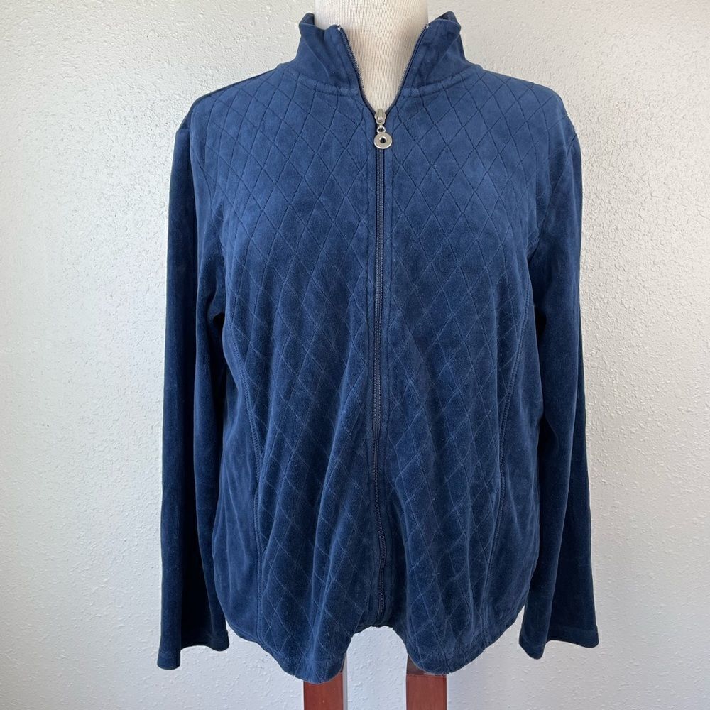 Erika Full Zip Velour Style Jacket Size M EUC